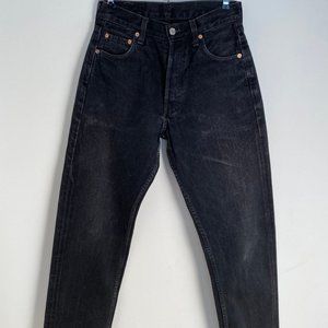 Vintage Washed Black Levi's 517 Jeans - High Waist, Raw Hems and Straight Leg